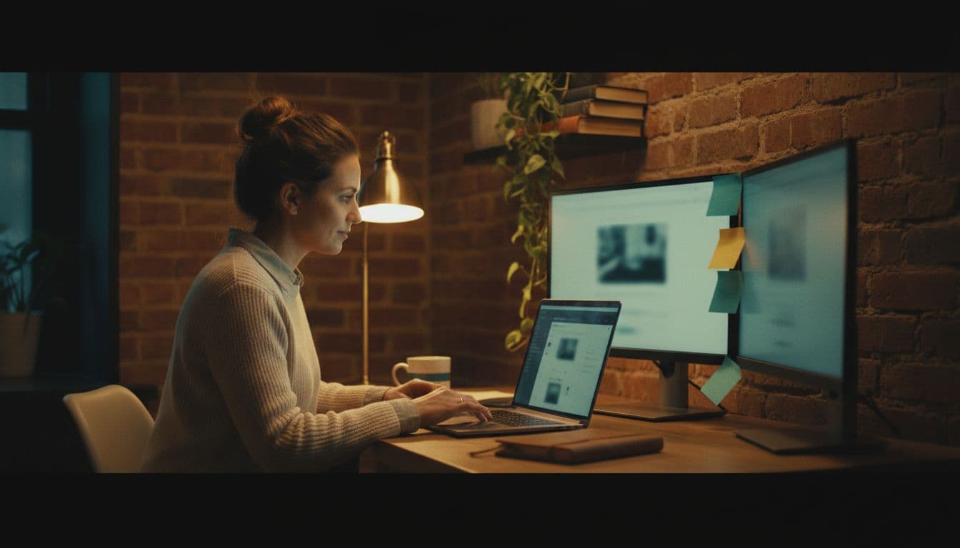 Content operations manager running a live site from a laptop with the CMS dashboard open
