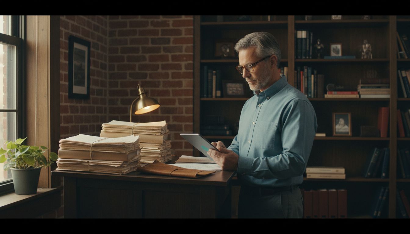 A compliance professional reviewing a policy on a tablet