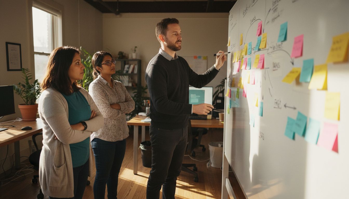 A team mapping a customer portal's information architecture